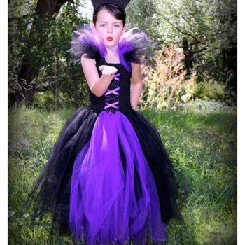 

Carnaval Costumes for Kids Unicorn Party Baby Ball Gowns Little Black and Purple Crochet Turtleneck Dress Girls Birthday