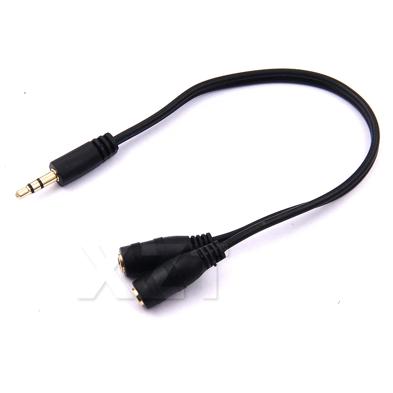 plated Audio Stereo Plug 3.5mm 1 Male to 2 Female Adapter Cable Spliter microphone and headphone