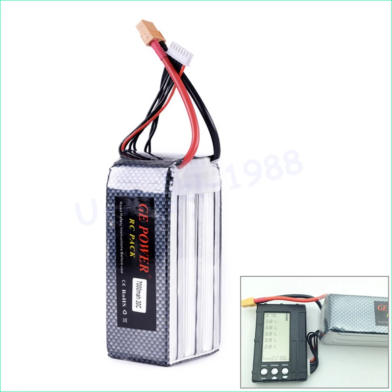 

High Quaity GE Power 22.2v 7000MAH 30C 6S lipo battery T plug XT60 plug For RC Quadcopter Upgrade Battery