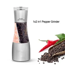 TTLIFE Stainless Steel Manual 2-in-1 Salt Pepper Mill Grinder Seasoning Kitchen Tools Grinding for Cooking Meat Restaurants