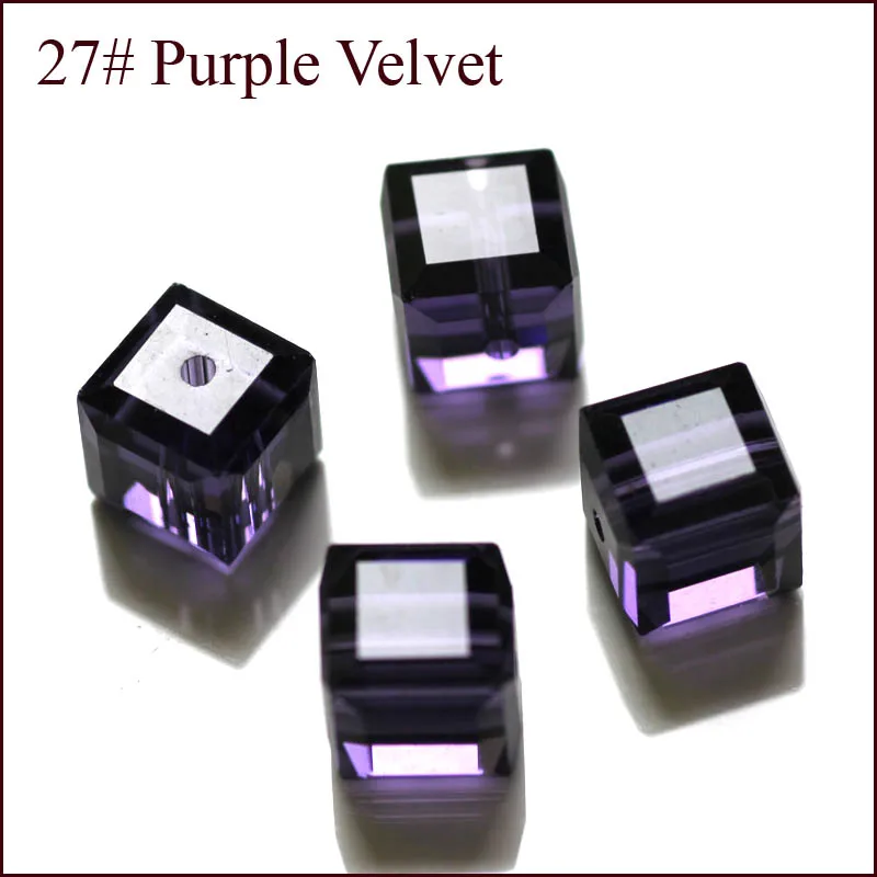 30fa 100 шт./пакет 4 мм 6 мм 8 мм кристалл бусины грановитая квадратной формы куб широкий бусины в ювелирное дело многоцветные - Цвет: purple velvet
