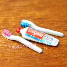 Кукольный домик Миниатюрная игрушка 1:12 для ванной комнаты, металлическая зубная щетка и зубная паста GM32