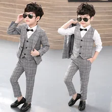 Boy Blazers Set 3pcs(Jacket+Vest+Pants) Kids Plaid Suit for Boys England Style Boy Formal Wedding Blazer Suit Performance Suit Boy Blazers Set 3pcs(Jacket+Vest+Pants) Kids Plaid Suit for Boys England Style Boy Formal Wedding Blazer Suit Performance Suit