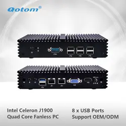 Qotom-Q190SE Qotom мини-ПК Celeron J1900 процессора 4 ядра Поддержка выиграть Linux Ubuntu с 2 гигабитных NIC безвентиляторный Small Computer