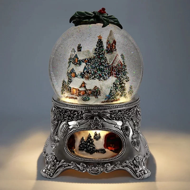 18*25cm Luxury Christmas Snow Globe Crystal Ball Music Box Craft Best