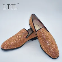 Red Suede Men Shoes New Fashion Gold Rhinestone Mens Loafers Handmade Luxury Crystal Men's Slipper Flats Wedding And Party Shoes Red Suede Men Shoes New Fashion Gold Rhinestone Mens Loafers Handmade Luxury Crystal Men's Slipper Flats Wedding And Party Shoes