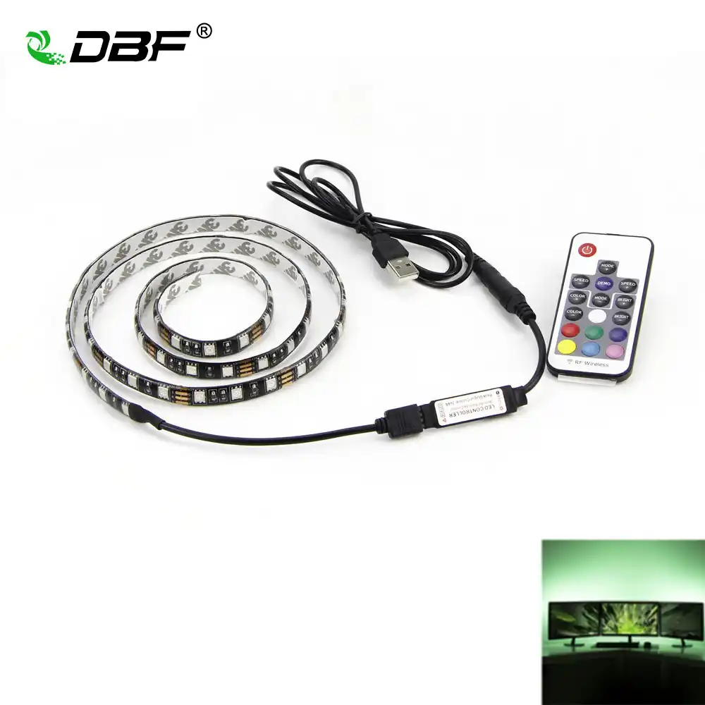 Dbf Usb Rgb Led قطاع 5050 مرنة LED قطاع متعدد الألوان تغيير طقم الإضاءة لشاشة مسطحة Hdtv Lcd شاشة سطح المكتب Usb Rgb Led قطاع Led قطاع 5050 rgb Led قطاع 5050 Aliexpress