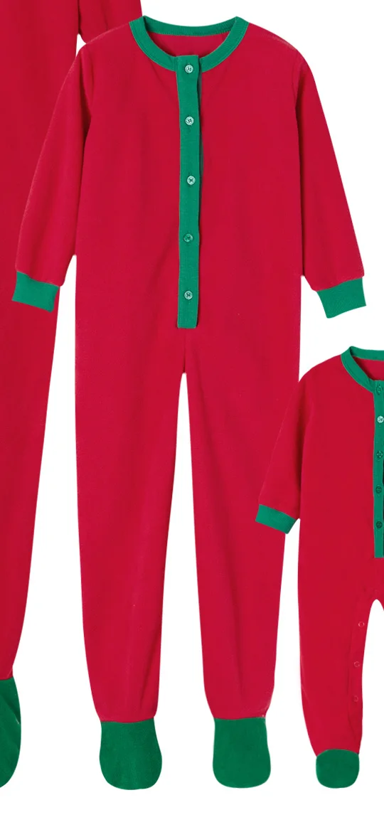 PatPat/сезон осень-зима; забавные праздничные хлопковые красные и зеленые рождественские цельные чулки; пижамный комплект - Цвет: Toddler Girl