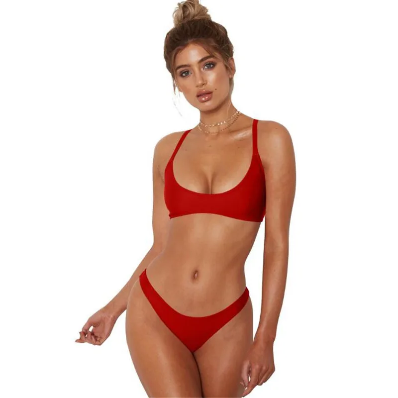 2019 New Triangle Split Solid Color Sexy Bikini Swimsuit Ladies Women Brazilian Female Bathing Suit Monokini 2019 New Triangle Split Solid Color Sexy Bikini Swimsuit Ladies Women Brazilian Female Bathing Suit Monokini