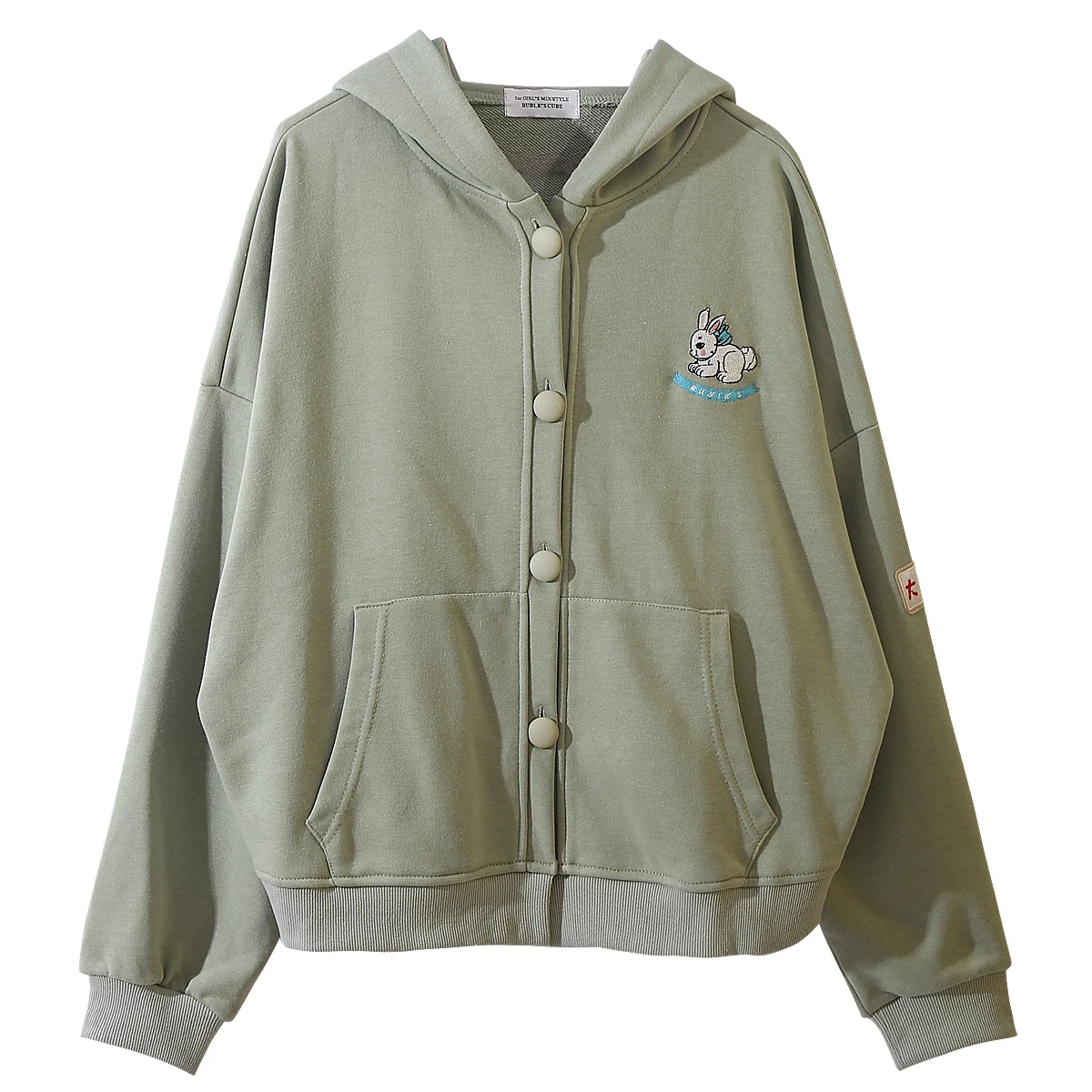 

Spring Autumn Women Hoodies Zip-up Coats Loose Cotton Cute Bunny Embroidery BF Sweatshirts Long Sleeve Pullover Tracksuits