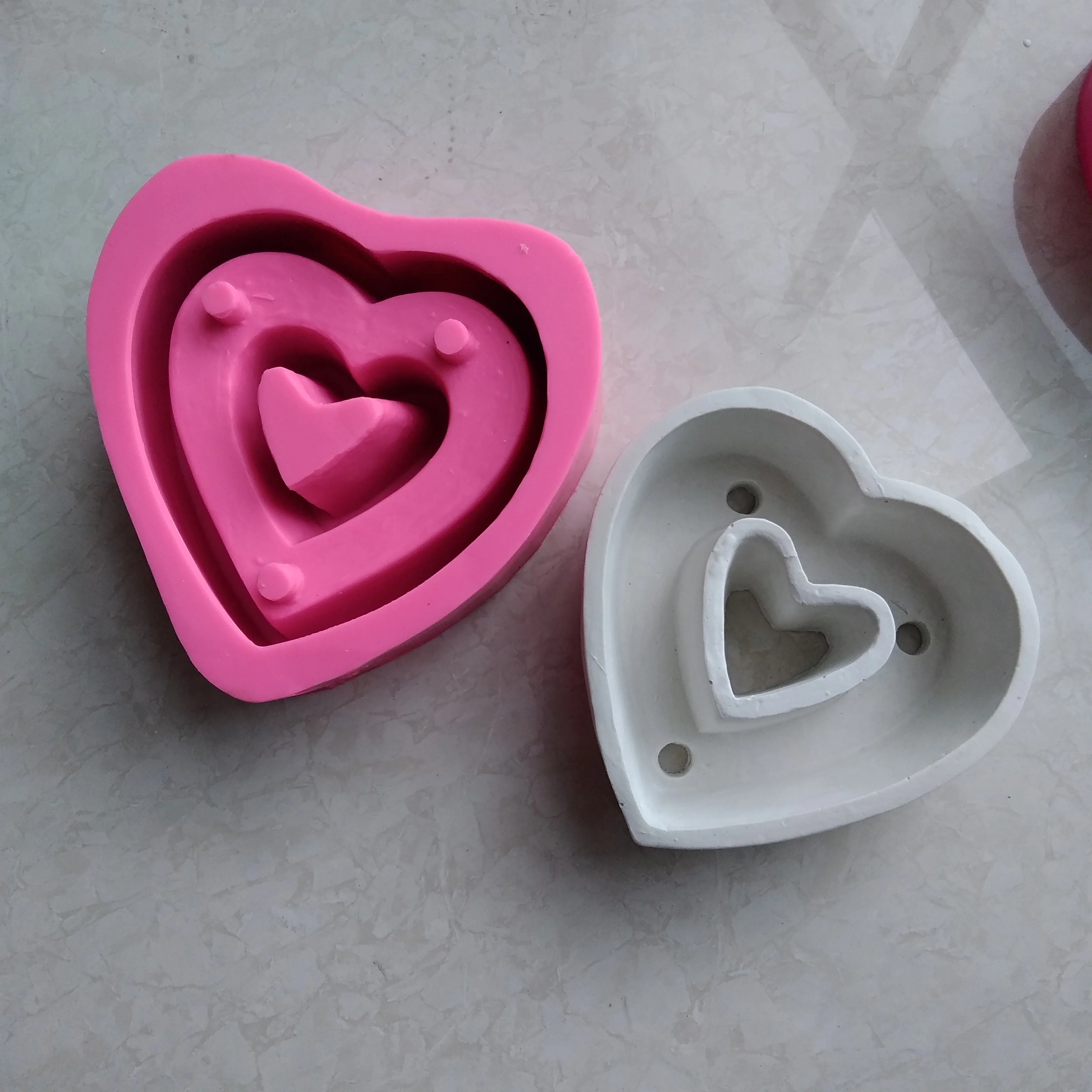Big Heart Pot Planter Mold for Concrete Creative flowerpot making Clay Silicone Mould DIY Gardening plants cactus vase molds