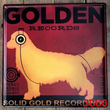 

Square Shape Tin Sign GOLDEN RECORDS printing Metal Plaque Wall Sticker Music PUB House Metal Decor Painting Tin Sign