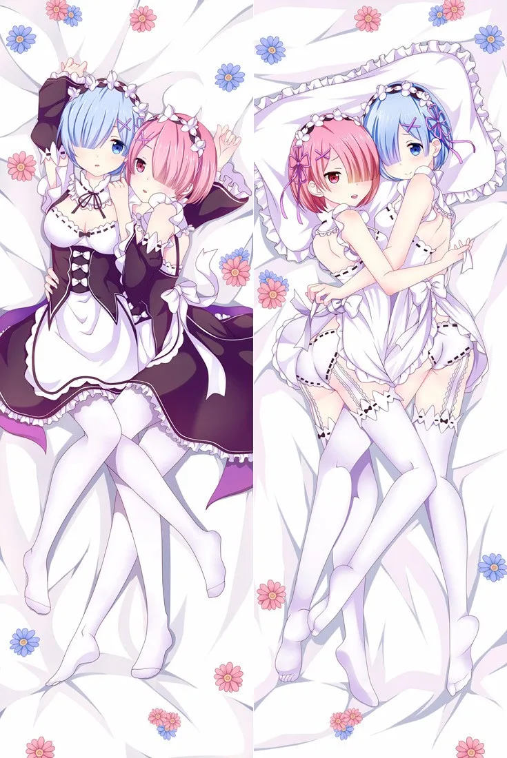 Japan Anime Re Zero kara Hajimeru Isekai Seikatsu Rem Ram Decorative Hugging Body Pillow Cover Case Double sided Bedding set