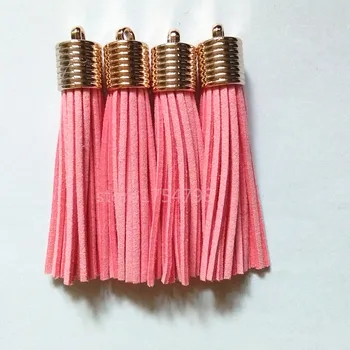 

18 Colors Mixed Suede Tassel Pendant For Keychain Leather Tassels Rose Gold Caps DIY Jewelry Making Charms Pendants 8 cm 100pcs