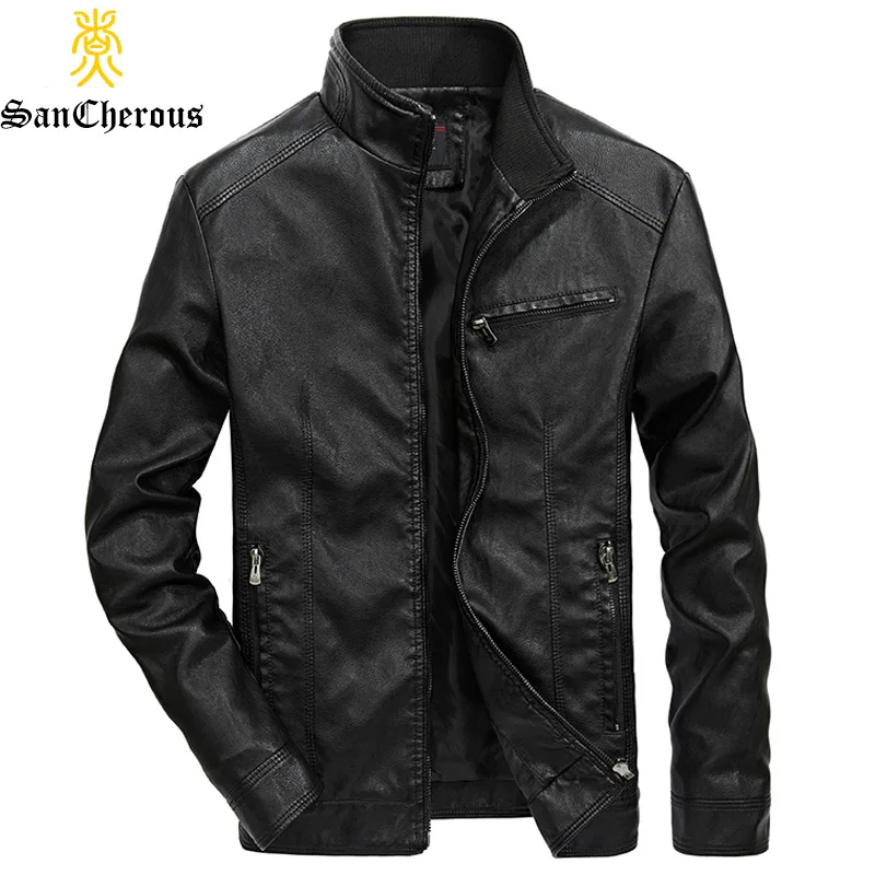

5 Colors Leather Jacket Men Coats 5XL Brand High Quality PU Outerwear Men Business Casual Jacket