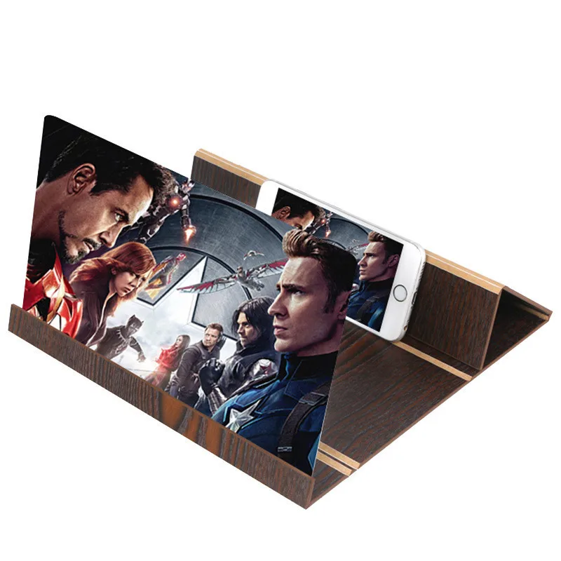 

12 inch wooden mobile phone projection screen multi-function bracket HD eye protection home theater mobile phone bracket