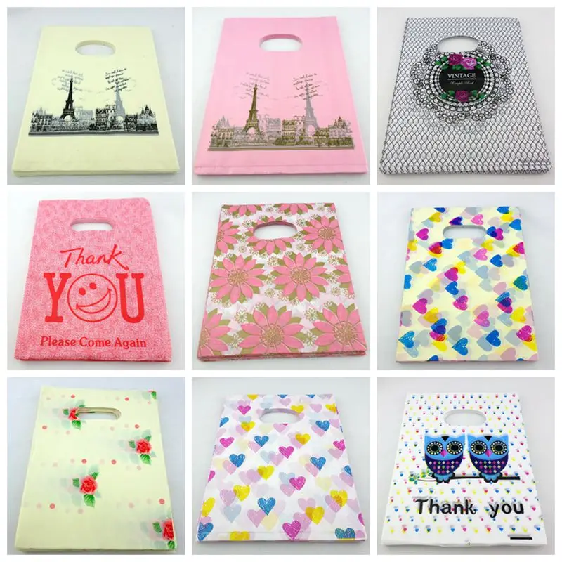 50pcs Plastic Small Pouches Bag Jewelery Wedding Candy Birthday Gift Packing Bags 15x20cm