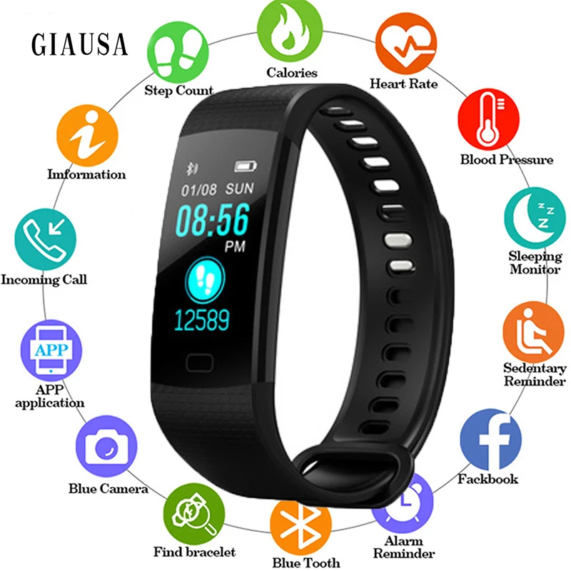 

Bluetooth Smart Bracelet Color Screen Y5 Smartband Heart Rate Monitor Blood Pressure Measurement Fitness Tracker Smart Watch Men
