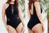 BlessKiss Mesh Front & Side Panel Black One Piece Swimsuit 6