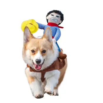 

NACOCO Cowboy Rider Dog Costume for Dogs Outfit Knight Style with Doll and Hat for Halloween Day Pet Costume