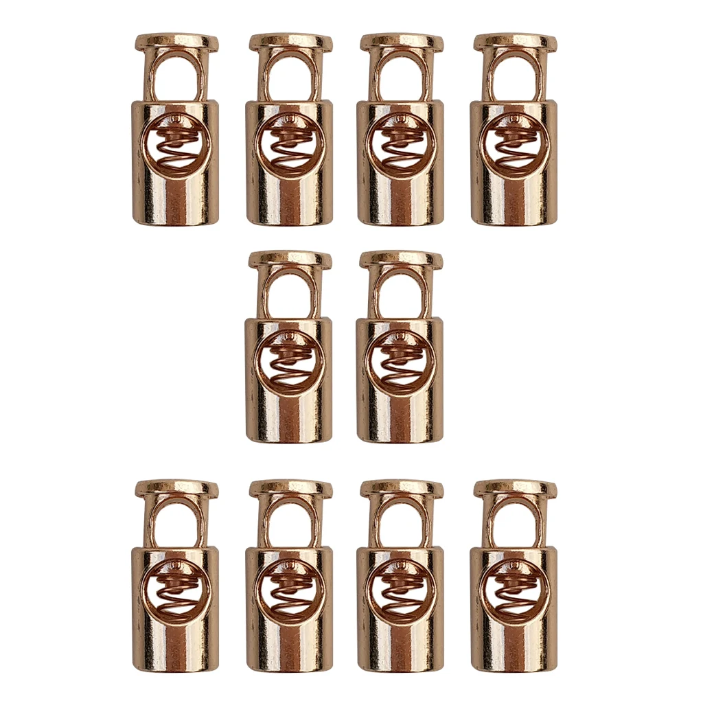 MagiDeal Pack of 10 Metal Toggle Spring Stop Single Hole String Cord Locks End Stopper Golden Sewing Accessories 