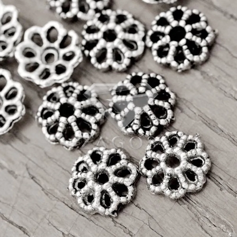 

300Pcs Antique Silver Tibetan Silver Tone 7x7x2mm Flower Bead Caps Zinc Alloy Jewellry Making Findings TS2364