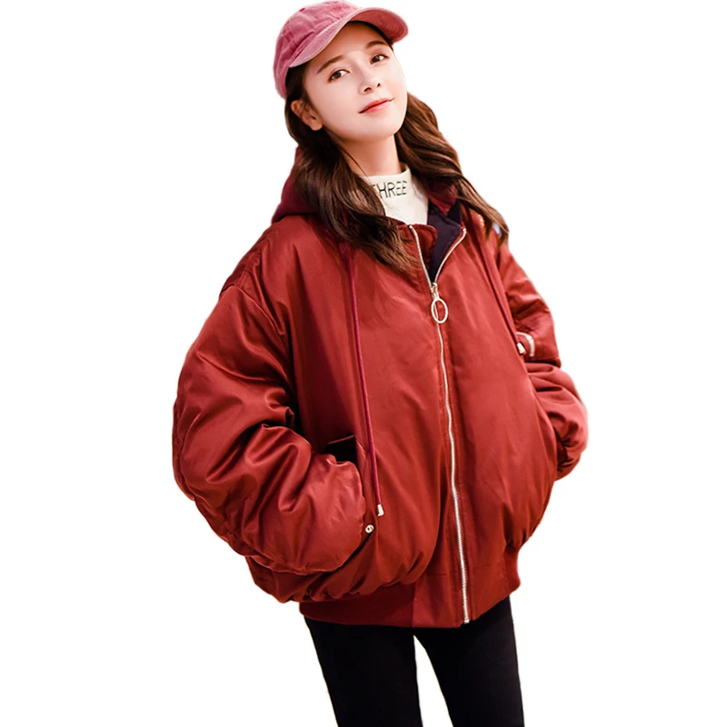 Hooded Women's Winter Parkas Double Sided Wear Women's cotton coat