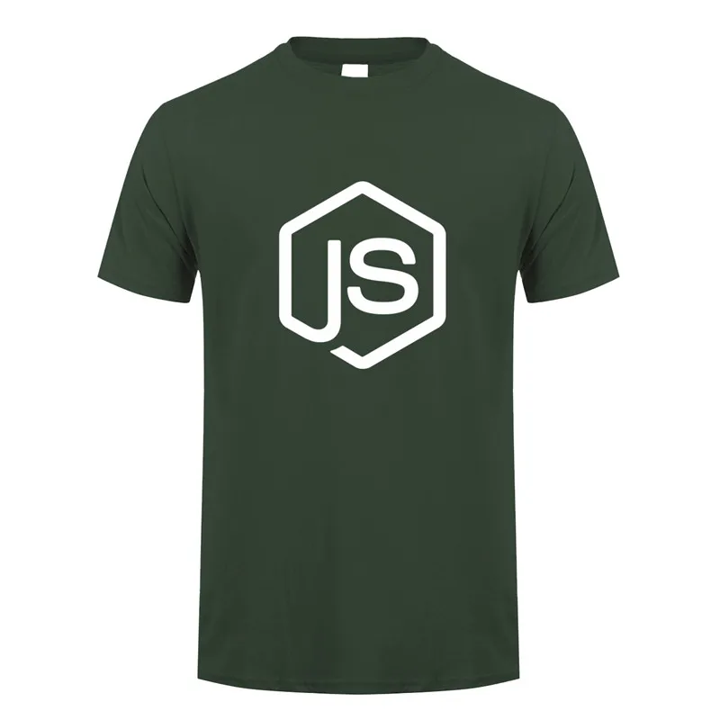 NodeJS футболки Летние Изделие из хлопка с короткими рукавами NodeJS JavaScript футболка программиста Ман футболка Футболки LH-082 - Цвет: Forest Green
