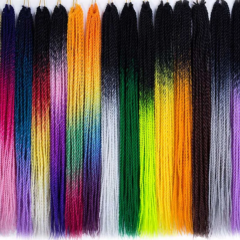 MERISIHAIR Ombre Сенегальские крученые волосы на крючках косички 24 дюйма 30 корней/упаковка синтетические косички волосы для женщин серый, синий, розовый, бро