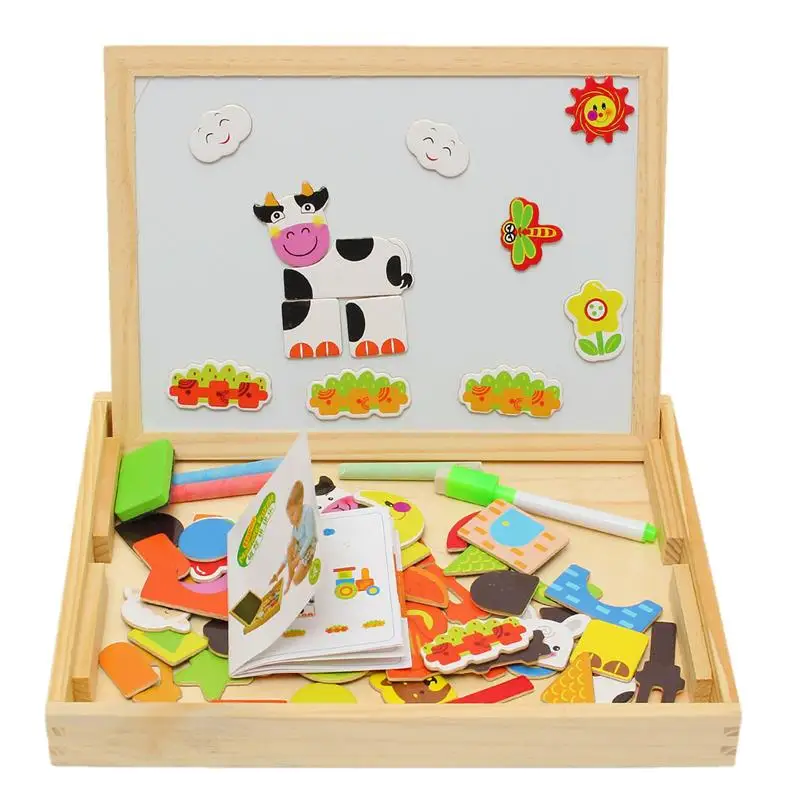Новое поступление, доска для рисования, магнитная доска, головоломка, двойной мольберт, детская деревянная игрушка, подарок, детская развивающая игрушка