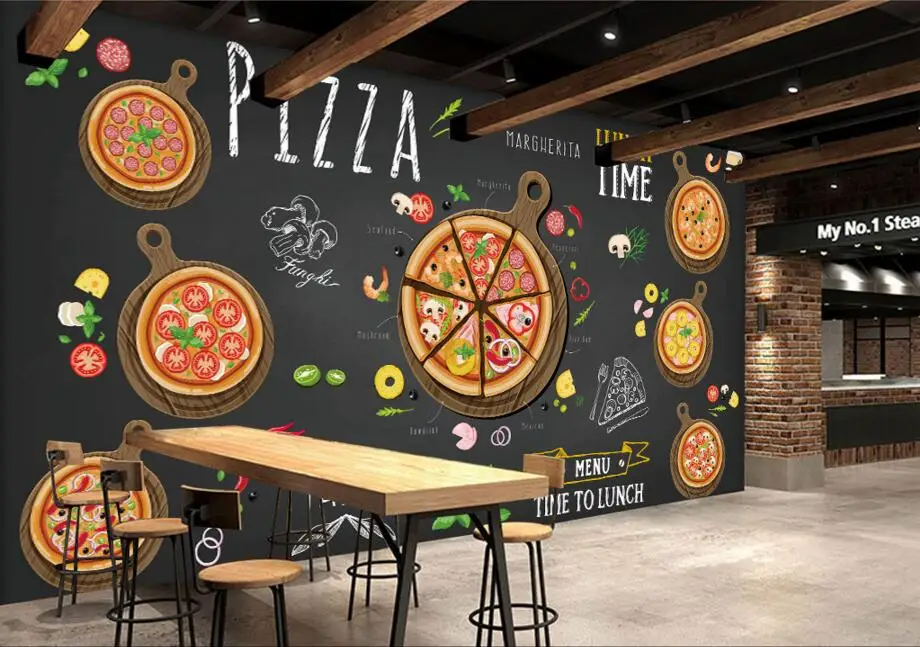 Custom restaurant wallpaper,Hand-painted cartoon delicious pizza,3D murals for cafe restaurant background wall PVC wallpaper 50 sheets pack washi paper sticker set hand account magazine series hand painted cartoon material decorative stickers