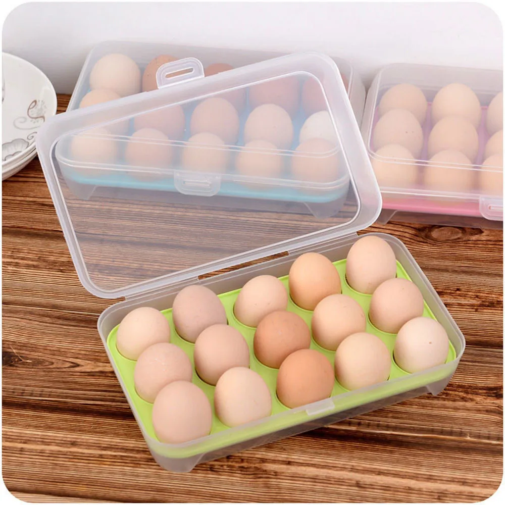 

Creative Useful Refrigerator Eggs Storage Box 15 Eggs Holder Food Storage Container Case high quality