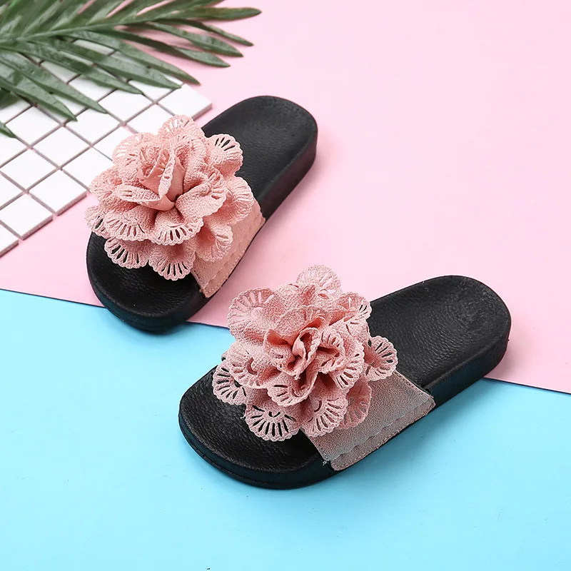 

Summer Flower Girl Kids Sandals Children's Girls Slippers Cute Little Princess Korean Beach Soft Sole Shoes Red Pink Green A840