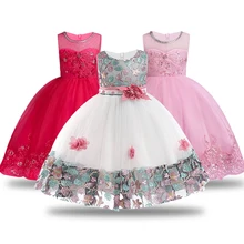 Детское торжественное платье принцессы с вышивкой для девочек, элегантное праздничное платье на день рождения, платье для девочек, Рождественская одежда для маленьких девочек, От 2 до 14 лет