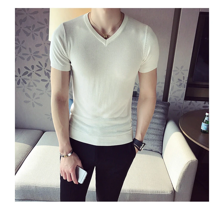 100% козья кашемир мужские Vneck свитер с коротким рукавом сплошной цвет M-2XL оптом и в розницу Настройка