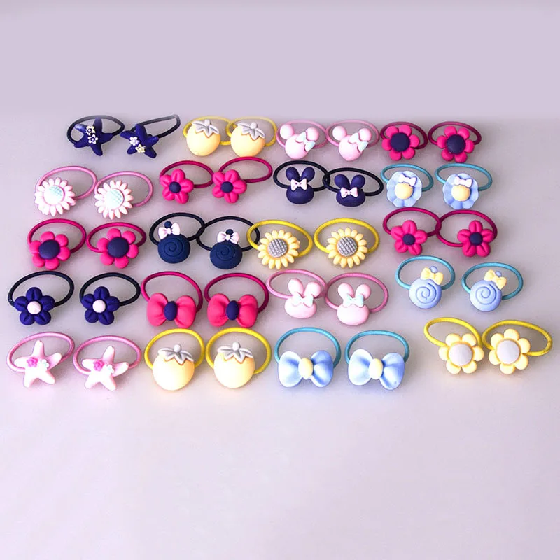 

40 Pcs/Set Elastics Hair Ties Head Rope Colorful Hairs Band for Toddler Baby Girl TH36