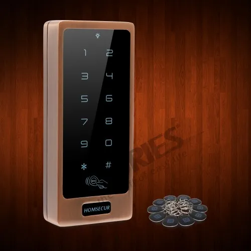 

HOMSECUR Waterproof Touch Keypad 13.56Mhz IC Proximity Reader Access Control+10* Keyfobs