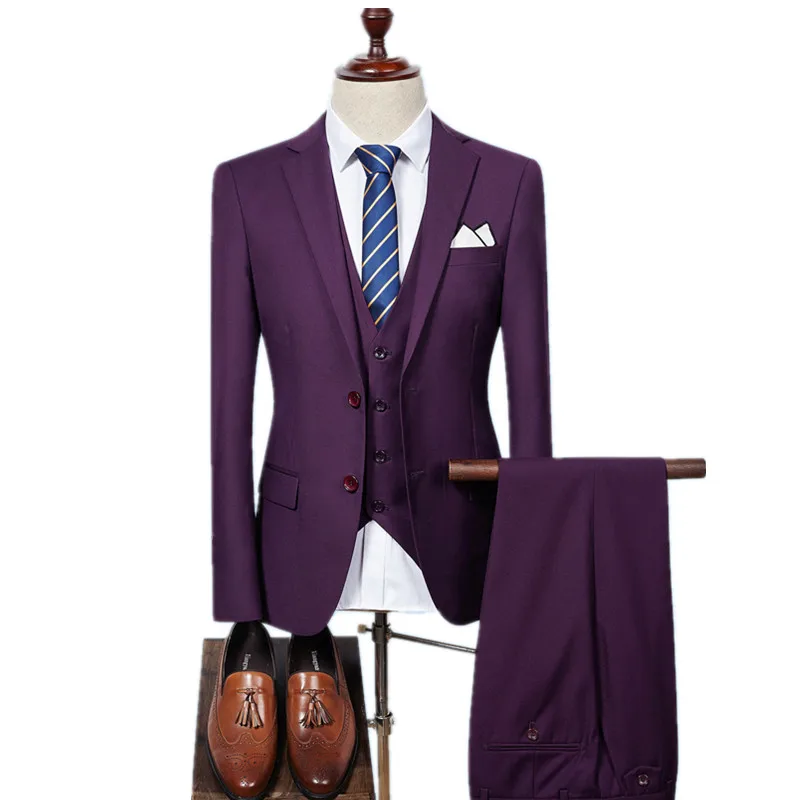 

(Jacket+Vest+Pants)Men Slim Fit Suits men's Wedding Suits With Pants Business Mens Formal Wear High quality men's casual suits