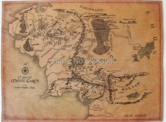 vintage replication the lord of the rings middle earth forodwaith map pating bar pub home wall