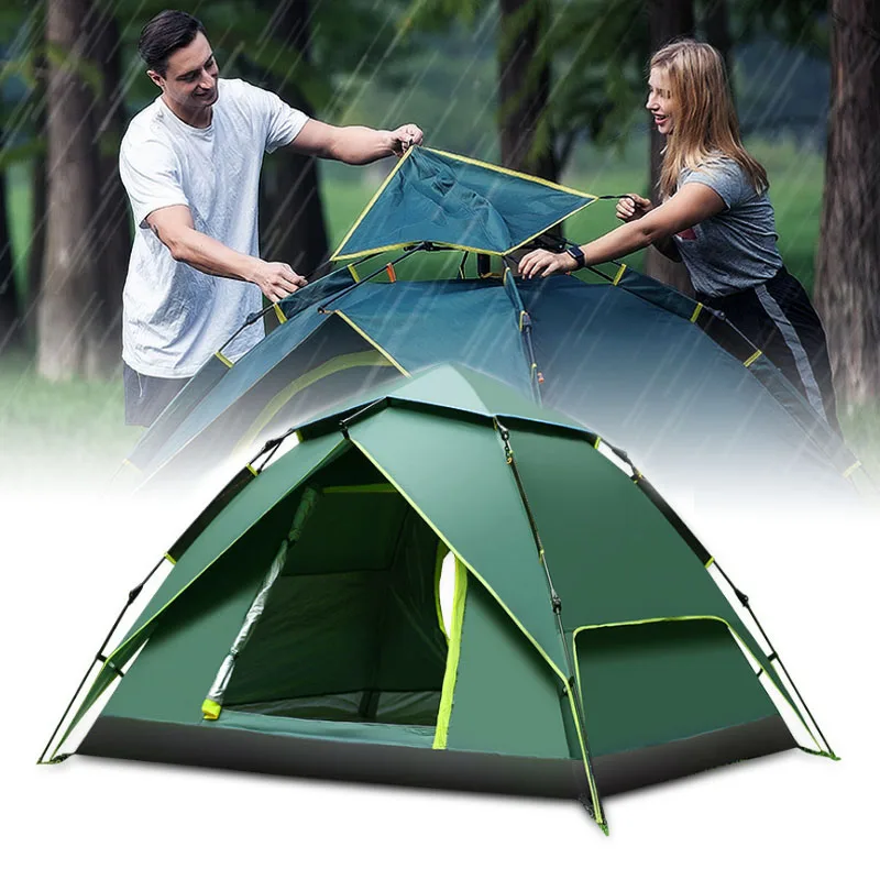 

3-4 Person Camping Tents 240*210*135cm Waterproof Automatic Double Layers Hiking Climbing Tents Outdoor with Carry Bags