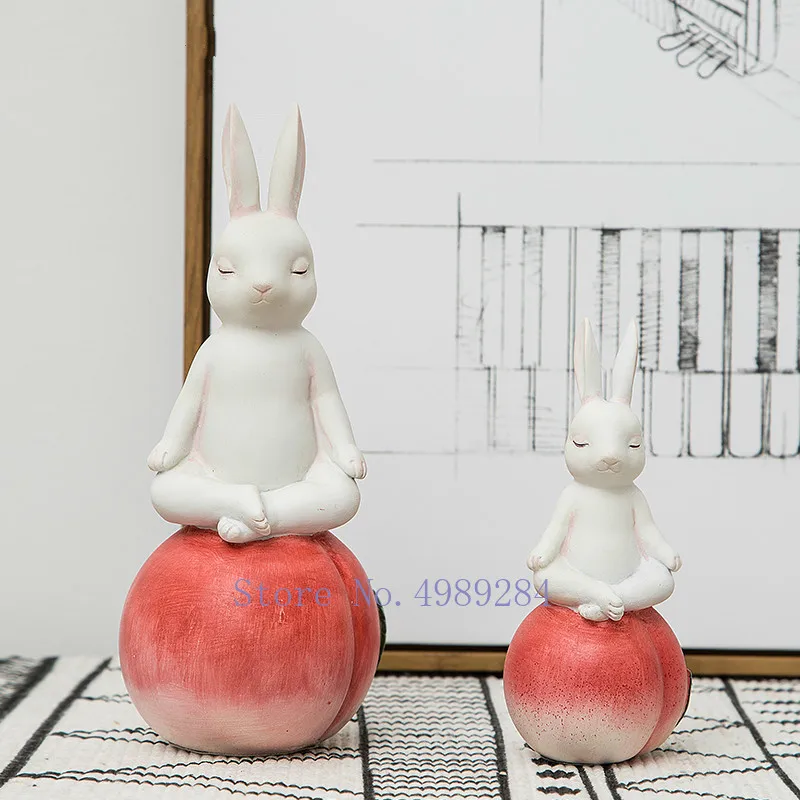 

Creative Resin lovely rabbit fruit modern Home Decorative ornaments Home accessories living room decoration crafts figurines