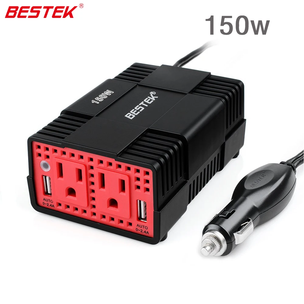 BESTEK 150W Auto Power Inverter DC to AC Inverters 12V to 110V 4.8A