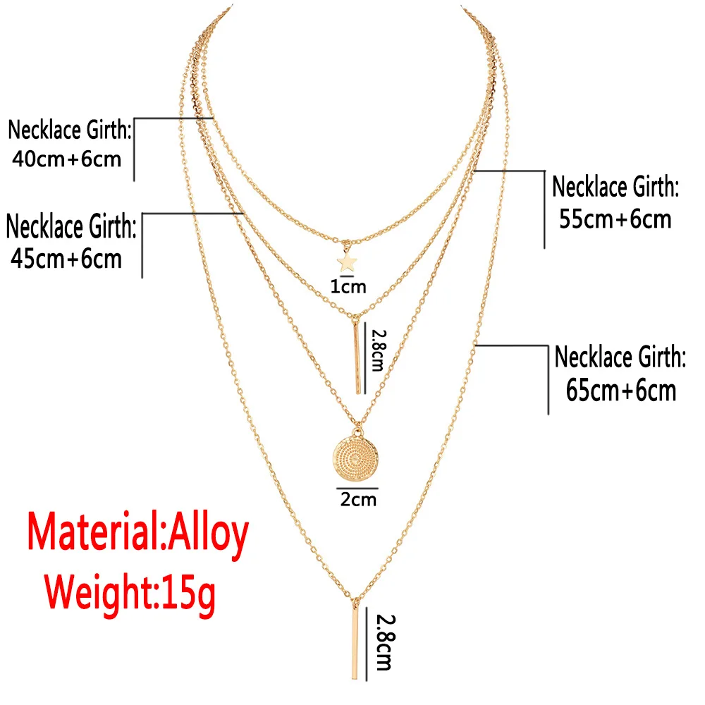 Bls-miracle богемное длинное ожерелье с подвеской Женская винтажная Золотая звезда ожерелье многослойное ожерелье массивные ювелирные изделия NX-09