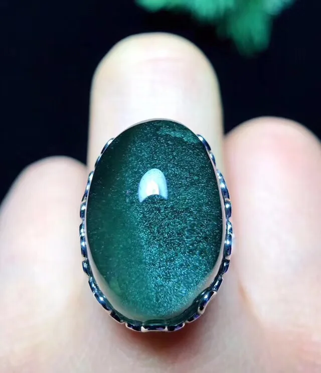 Natural Green Phantom Quartz Crystal Adjustable Ring (3)