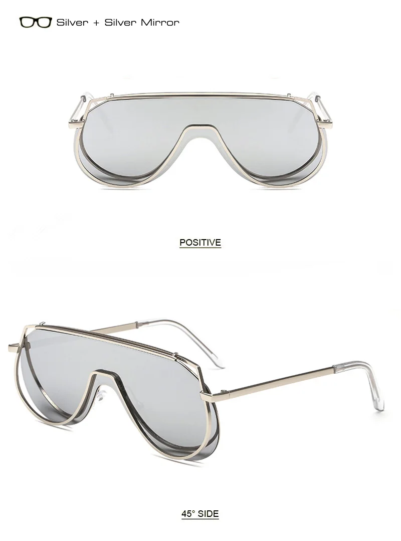 Шауна негабаритный для женщин Пилот солнцезащитные очки уникальный двойной оправа для мужчин интегрированный Шампань Розовый Солнцезащитные очки UV400