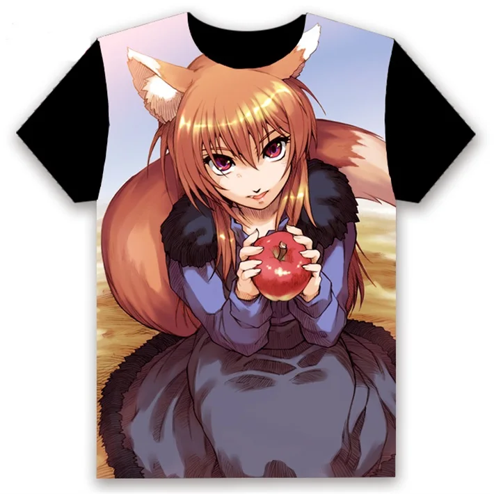 Аниме футболка Spice and Wolf Holo Косплей короткий рукав Женская Мужская черная футболка Повседневная летняя футболка Otaku - Цвет: 10