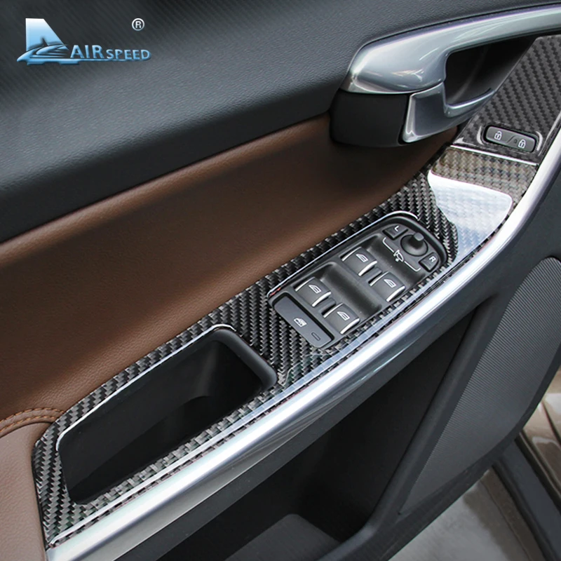 

Airspeed Carbon Fiber Window Switch Button Frame Armrest Cover Trim for Volvo XC60 S60 S60L V60 Accessories Interior Car Sticker