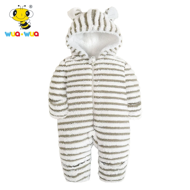 

Wua Wua Baby Winter Crystal Velvet Romper Cute Baby Boy Girls Overalls Plush Winter Newborn Jumpsuit Hooded Infant Clothes