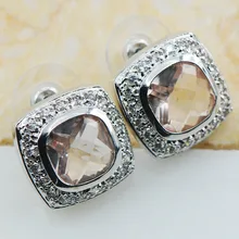 Morganite 925 Pendientes de Plata de ley TE606