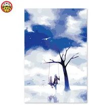 Картина по номерам художественная краска по номеру мужские и женские друзья Бог поле качающийся глубокий синий мультфильм diy Цифровая масляная краска nu